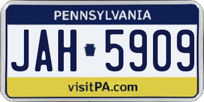 PA license plate JAH5909