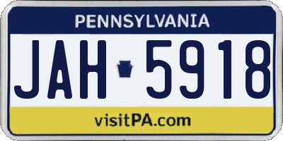 PA license plate JAH5918