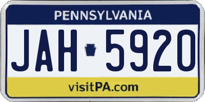 PA license plate JAH5920