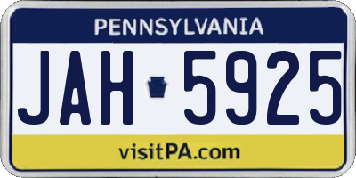 PA license plate JAH5925