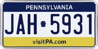 PA license plate JAH5931