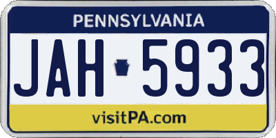 PA license plate JAH5933