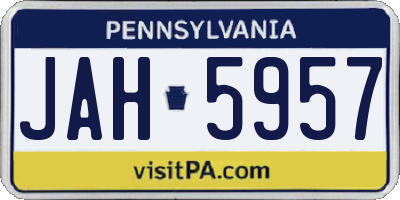 PA license plate JAH5957