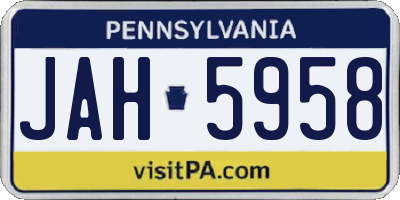 PA license plate JAH5958