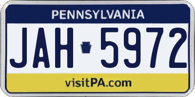 PA license plate JAH5972