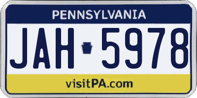 PA license plate JAH5978