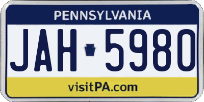 PA license plate JAH5980