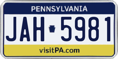 PA license plate JAH5981