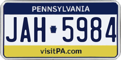 PA license plate JAH5984