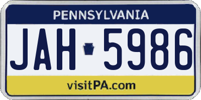 PA license plate JAH5986