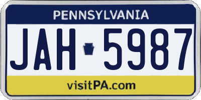 PA license plate JAH5987