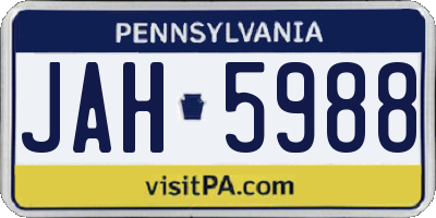 PA license plate JAH5988