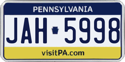 PA license plate JAH5998