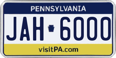 PA license plate JAH6000