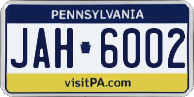 PA license plate JAH6002