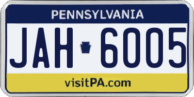 PA license plate JAH6005