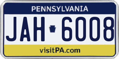 PA license plate JAH6008