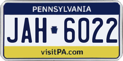 PA license plate JAH6022