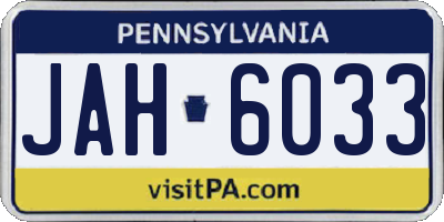 PA license plate JAH6033