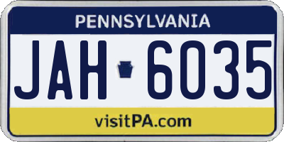 PA license plate JAH6035