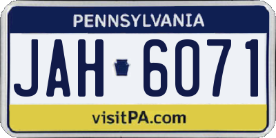 PA license plate JAH6071