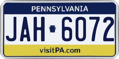 PA license plate JAH6072