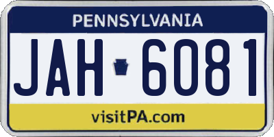 PA license plate JAH6081