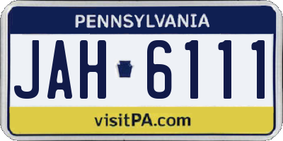 PA license plate JAH6111