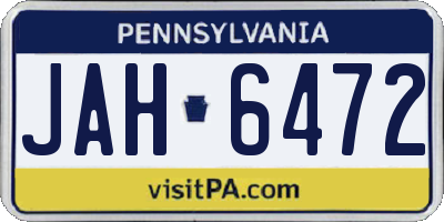 PA license plate JAH6472