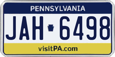PA license plate JAH6498