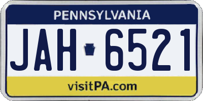 PA license plate JAH6521