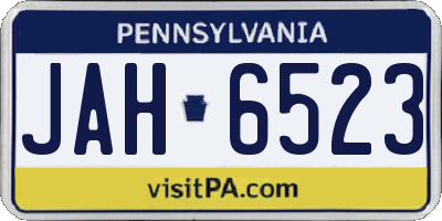 PA license plate JAH6523