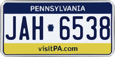 PA license plate JAH6538