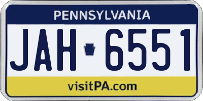 PA license plate JAH6551