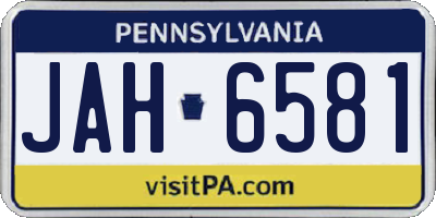 PA license plate JAH6581