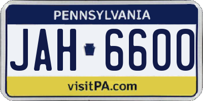 PA license plate JAH6600