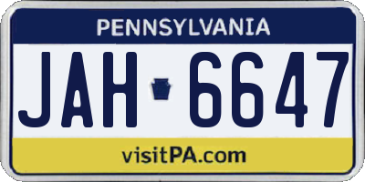 PA license plate JAH6647
