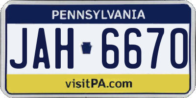 PA license plate JAH6670