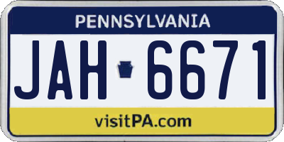 PA license plate JAH6671