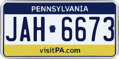 PA license plate JAH6673
