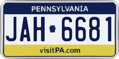 PA license plate JAH6681