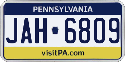 PA license plate JAH6809
