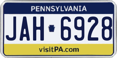 PA license plate JAH6928