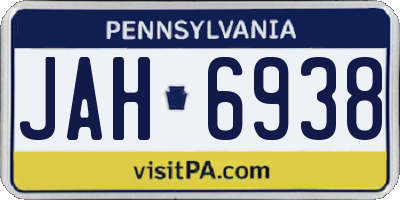 PA license plate JAH6938
