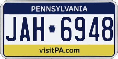 PA license plate JAH6948