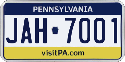 PA license plate JAH7001