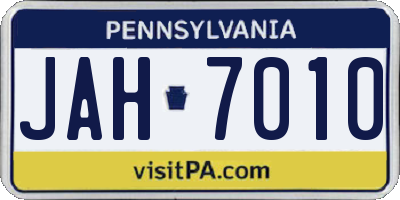 PA license plate JAH7010