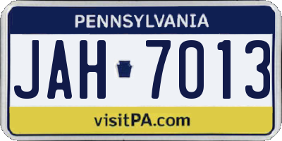 PA license plate JAH7013