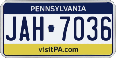 PA license plate JAH7036