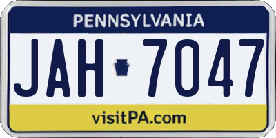 PA license plate JAH7047